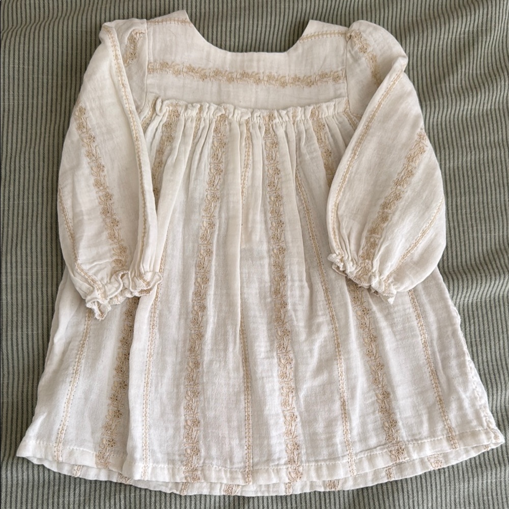 Cream Long Sleeve Baby Dress